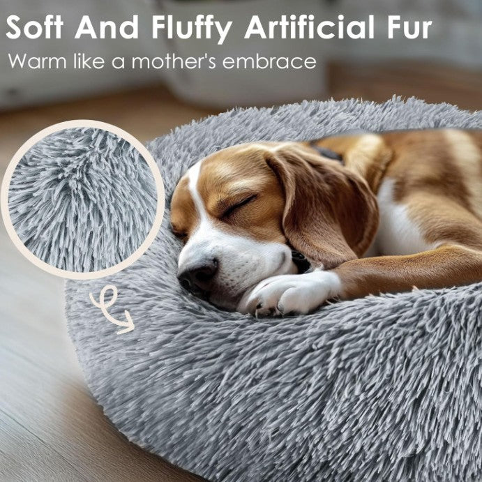 A Warm Cozy And Soft Round Pet Bed