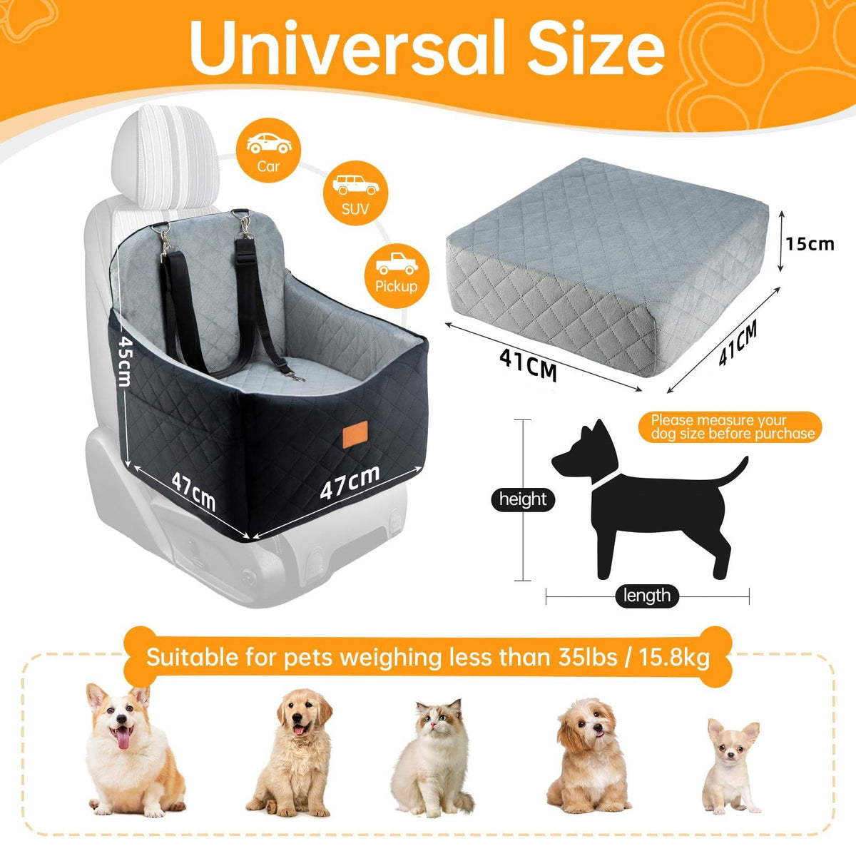 Soft Backseat Dog Car Bed
