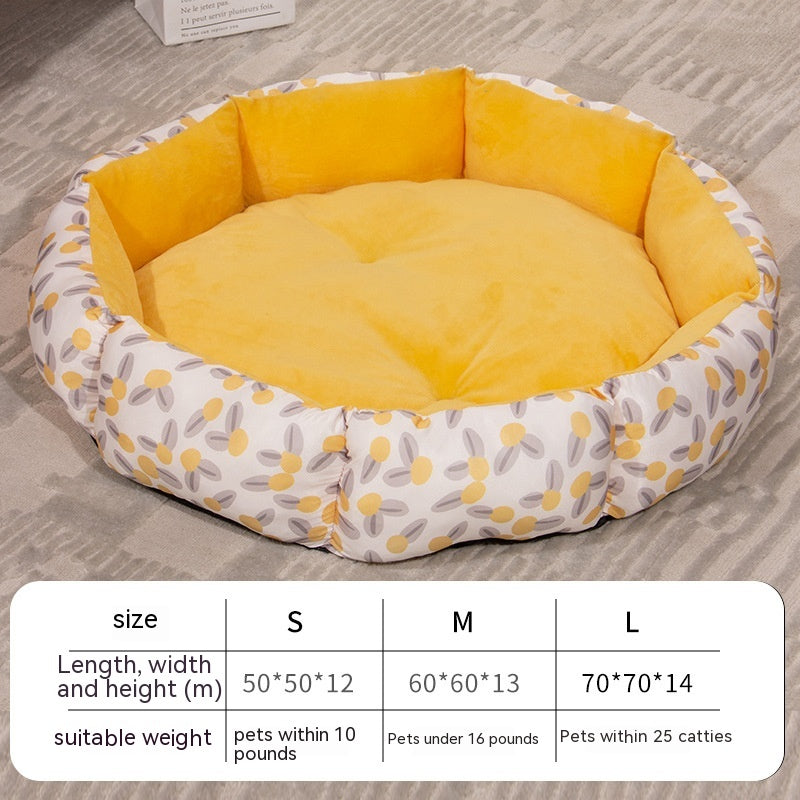 Octagonal Pet Bed with Fleece Lining