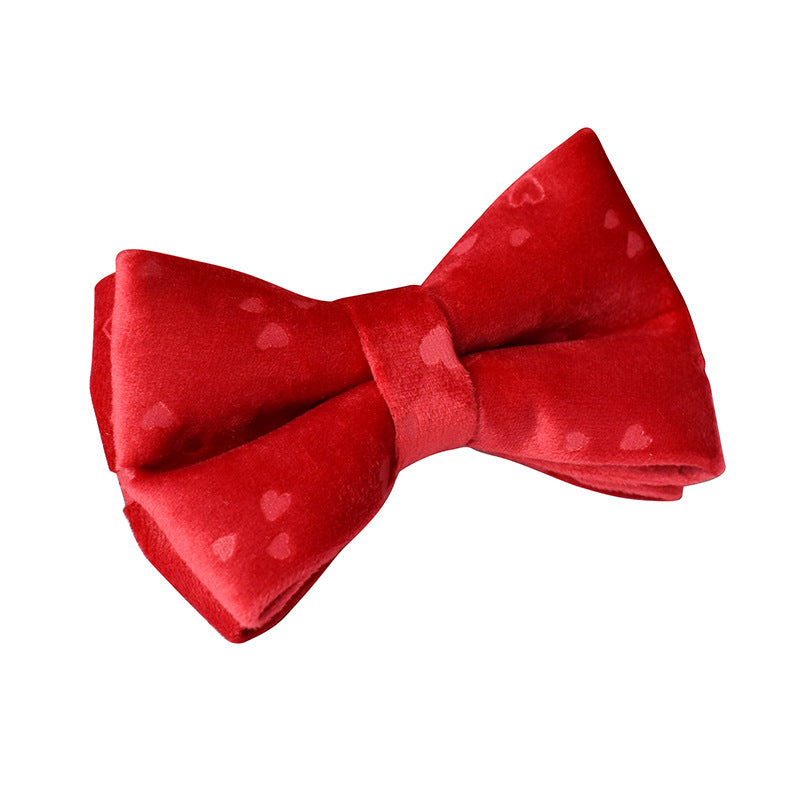 Red Heart Velvet Dog Loop Bowknot