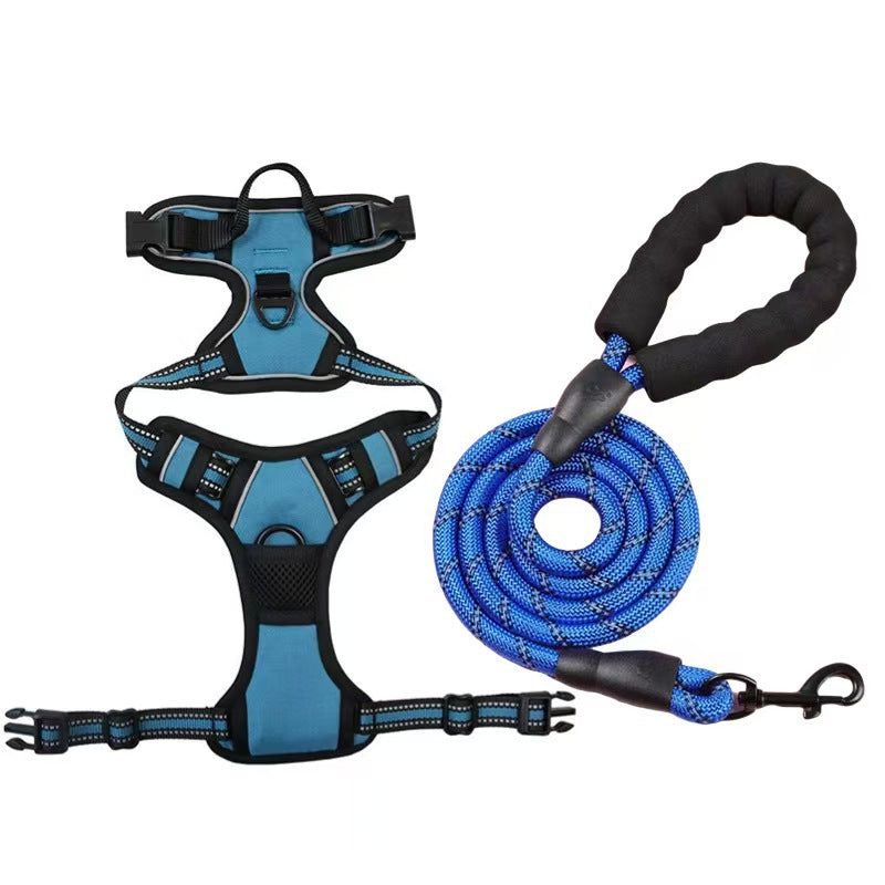 Multi-Layer All-In-One Pet Dog Harness And Leash Set - Durable Nylon Walking Rope For Small Medium Large Dogs Outdoor Training
