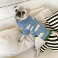 Jacquard Dog Sweater In Blue And White