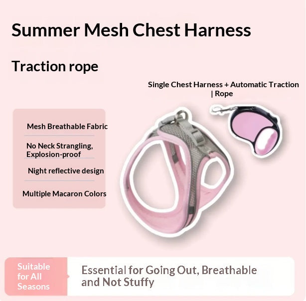 Hand Holding Rope Pet Dog Breast Strap Summer Breathable