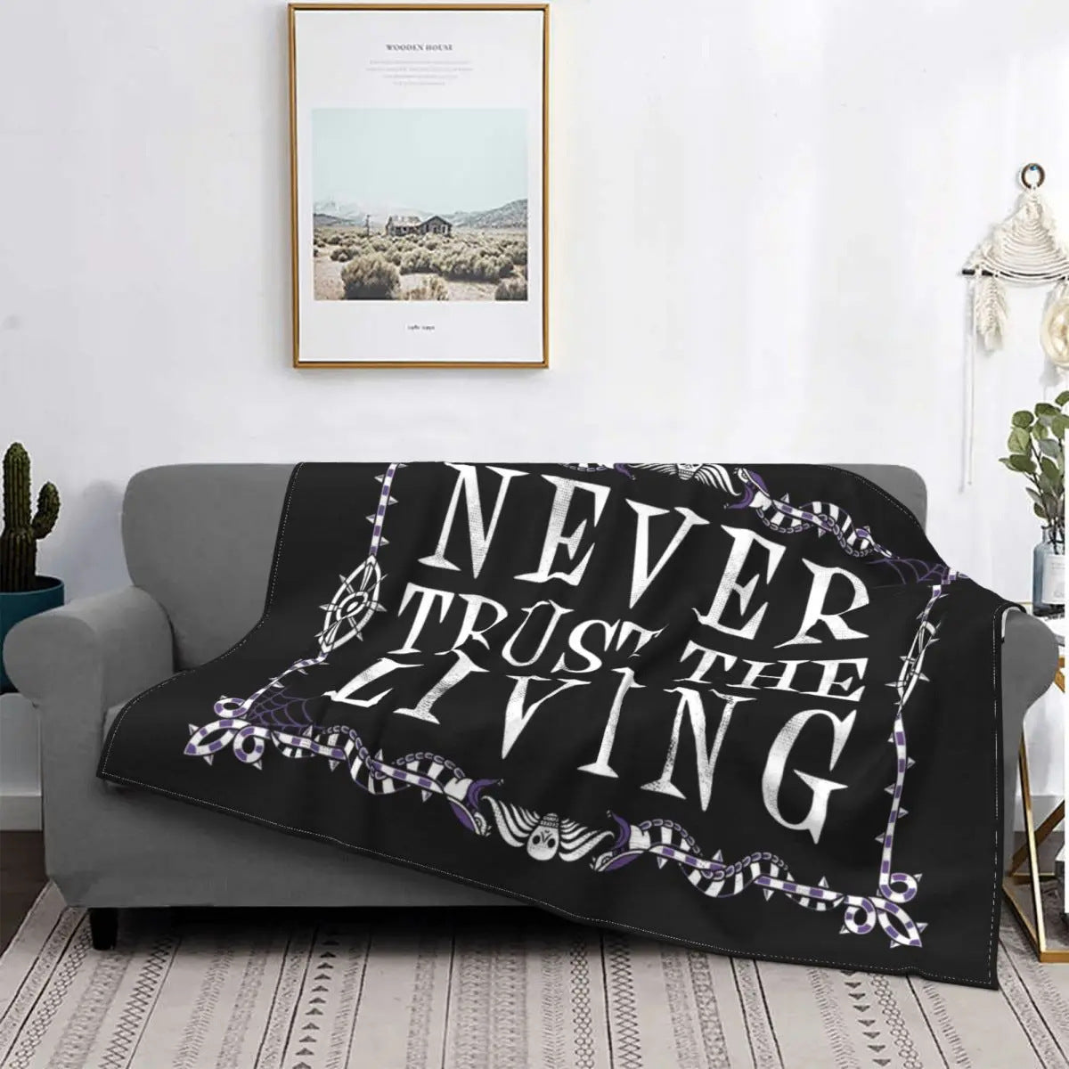 Gothic Halloween Witch Flannel Blanket