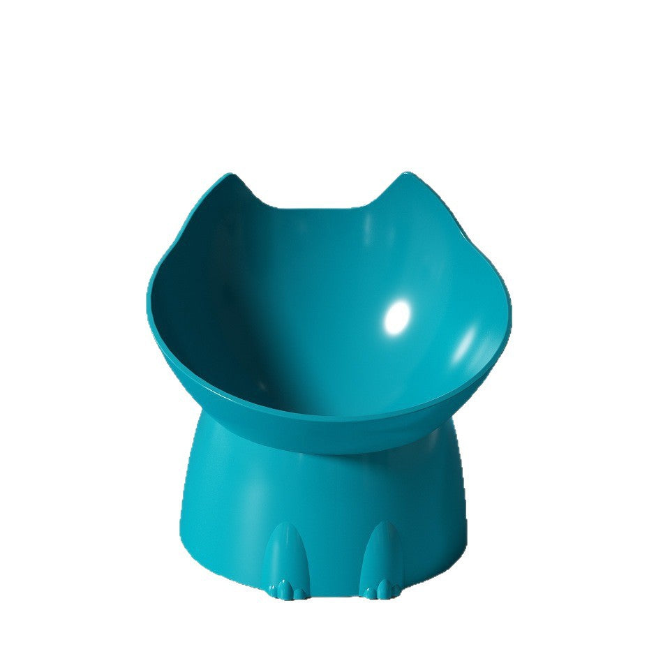 Elevated, Tip-Resistant Plastic Pet Bowl With A Sloped Spout To Support The Neck