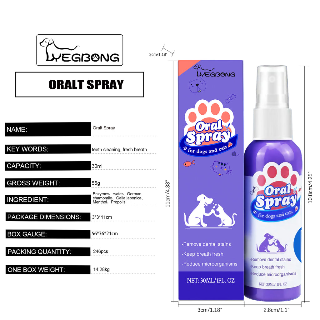 Stain-Removing Breath-Refreshing Pet Oral Spray