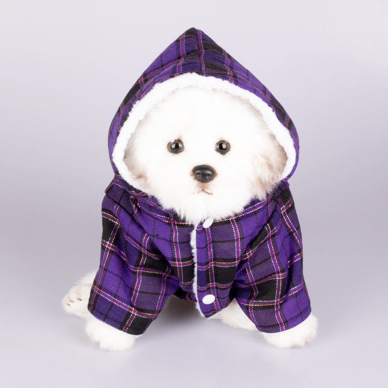Plaid Hooded Dog Sweater