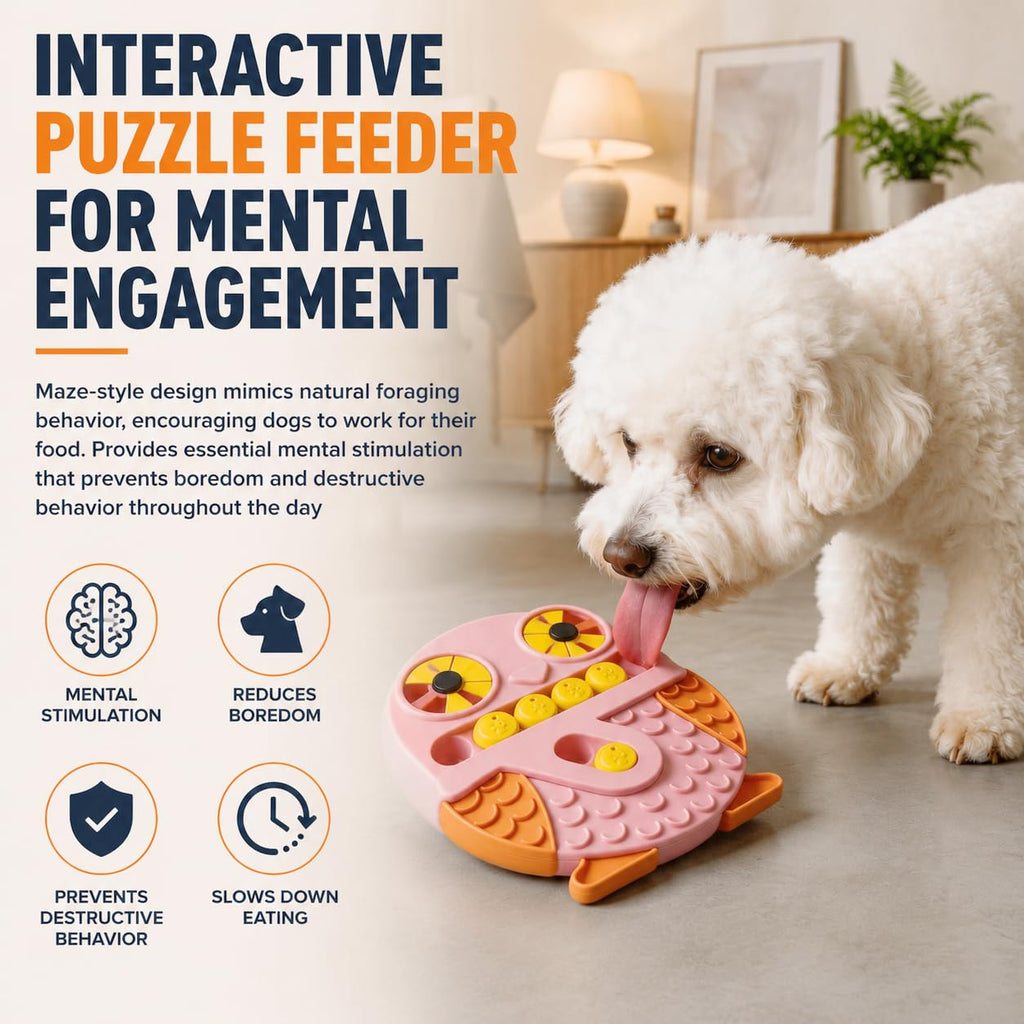 Slow Feeder Dog Bowl & Lick Mat, Interactive Puzzle Toy Fast Eaters, Treat Dispensing, Non-Slip Base, Small, Medium, Large Dogs,Sound Toy