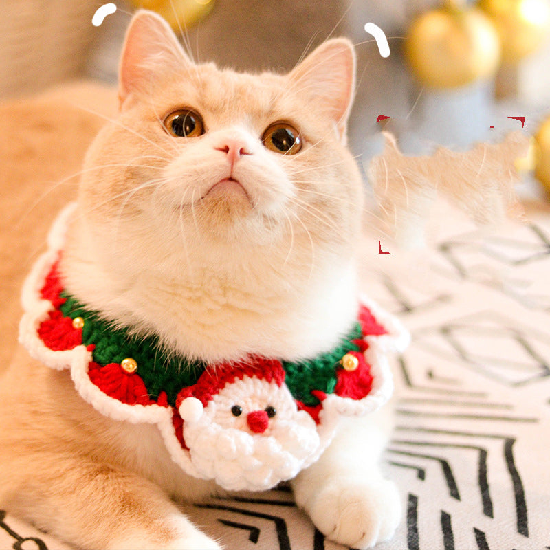 Knitted Wool Saliva Towel Christmas Bib