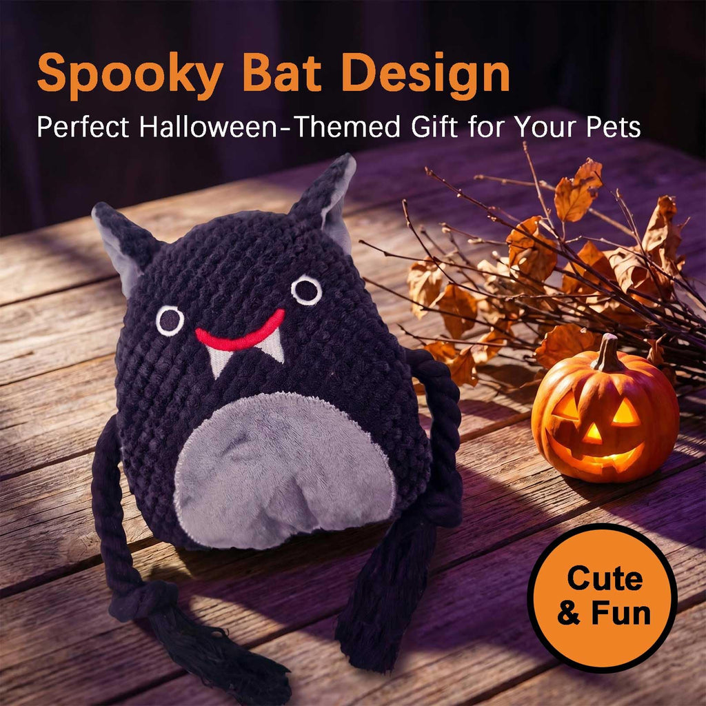 Black Bat Squeaky Plush Dog Chew Toy