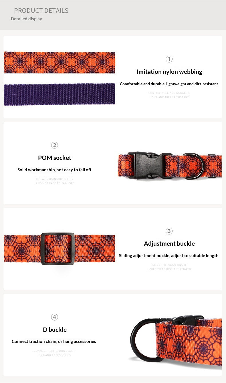 Floral Spiderweb Dog Collar and Leash