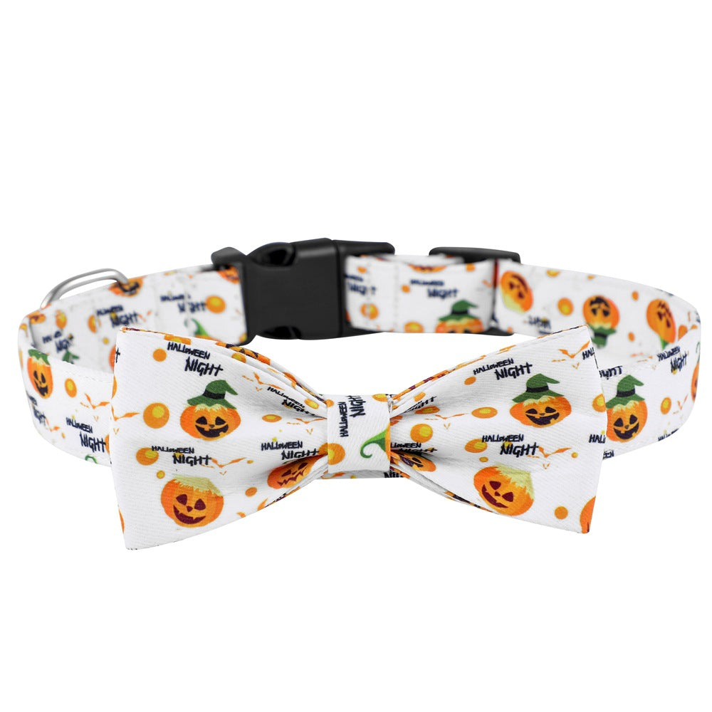 Halloween Dog Collar With Spider And Pumpkin Patterns