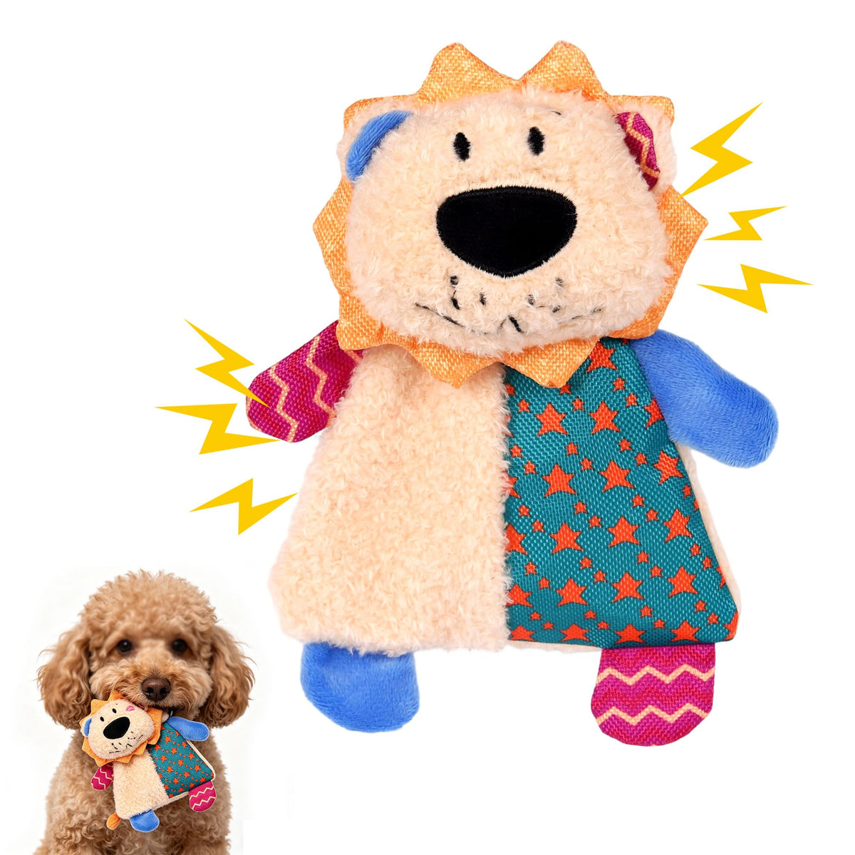 Squeaky Stuffed Dog Toy Small, No-Stuffing Crinkle Paper Dog Birthday Toy With Dual Squeakers, Interactive Durable Plush Puppy Toy For Small