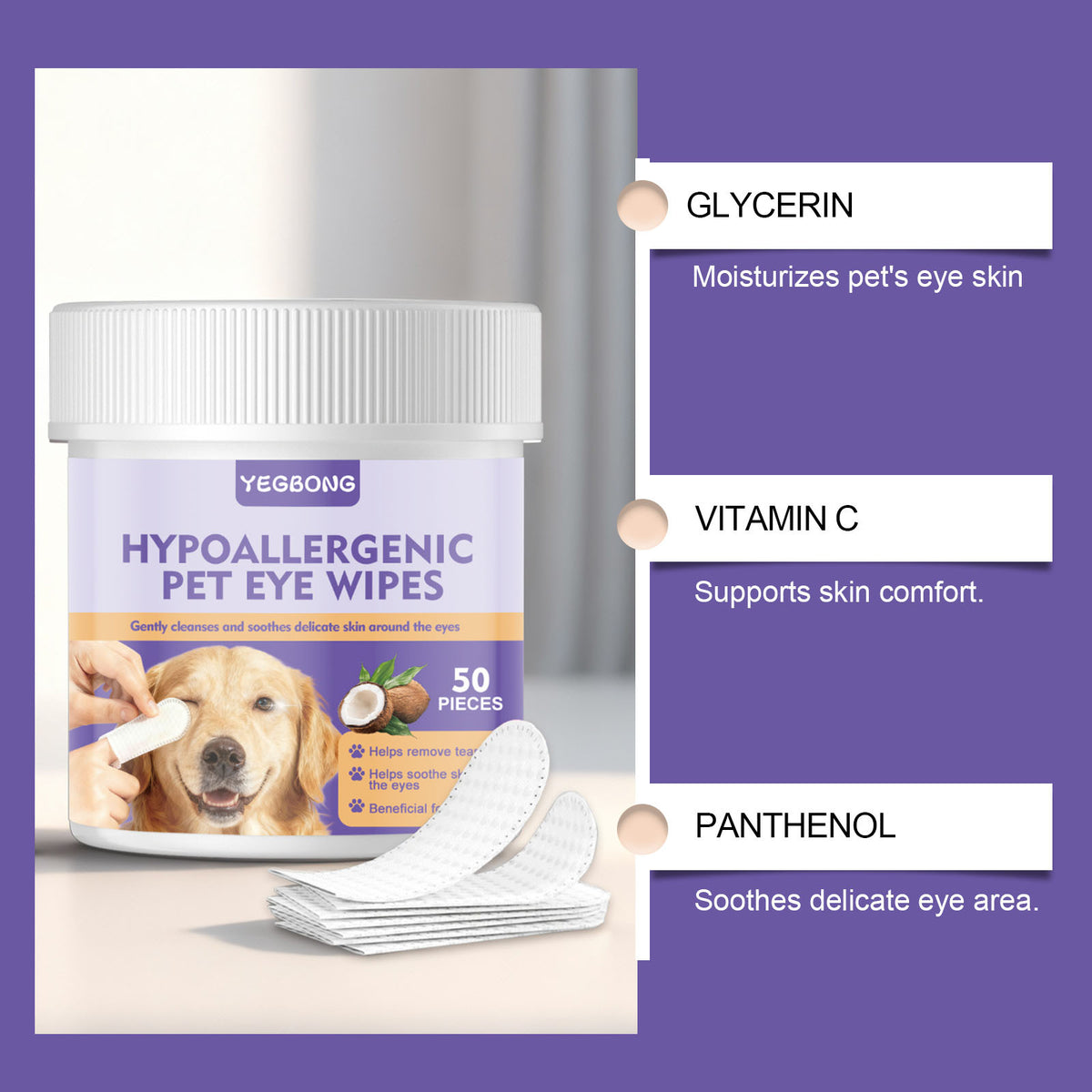 Hypoallergenic Pet Eye Wipes