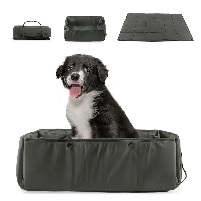 Portable Dog Travel Bed, 3-In-1 Pet Carrier, Mat And Cushion, Collapsible Water And Dirt Resistant Kennel