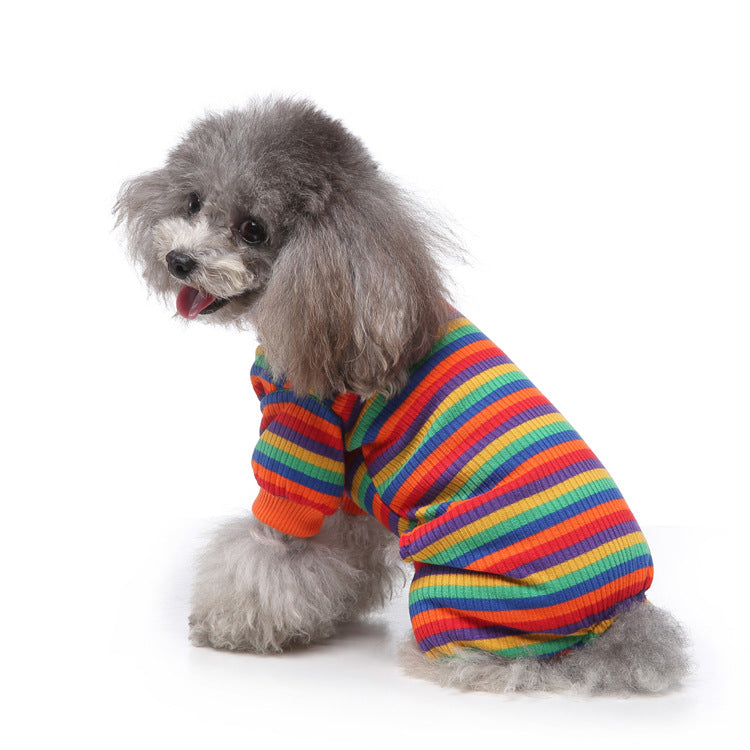 Fashionable High Collar Striped Dog Pajamas