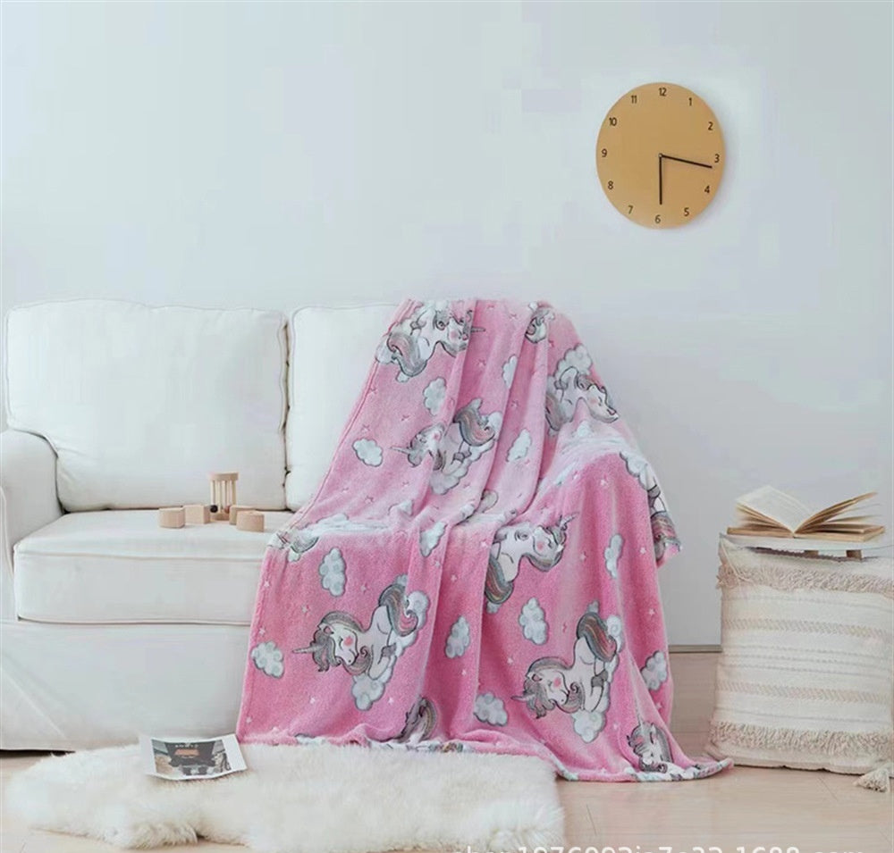 Soft Warm Glow-In-The-Dark Flannel Nap Blanket