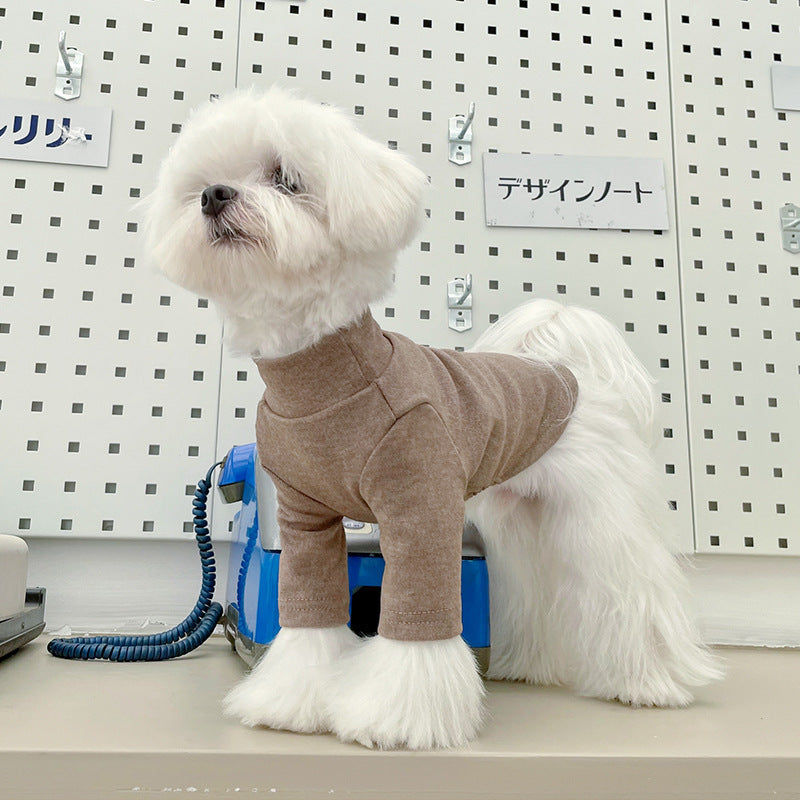 High-Neck Slim Dog Shirt