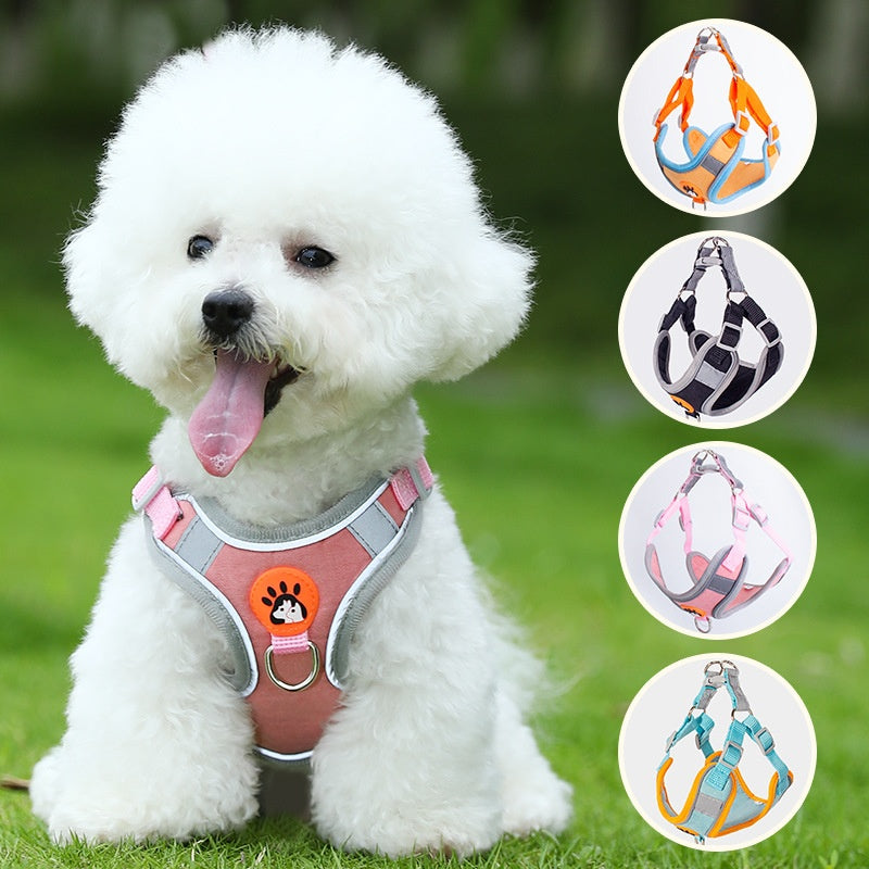 Breathable High-Leg Bichon Frise Harness And Leash