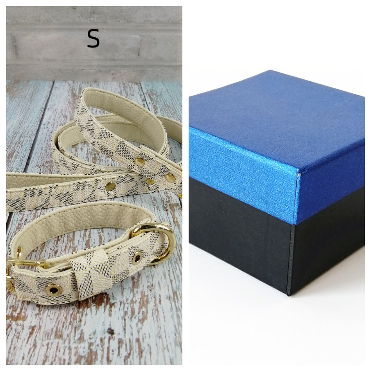 Plaid Leather Pet Collar