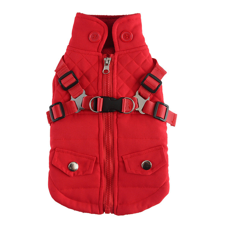 Dog Supplies Cotton Chest-Back Zip Jacket