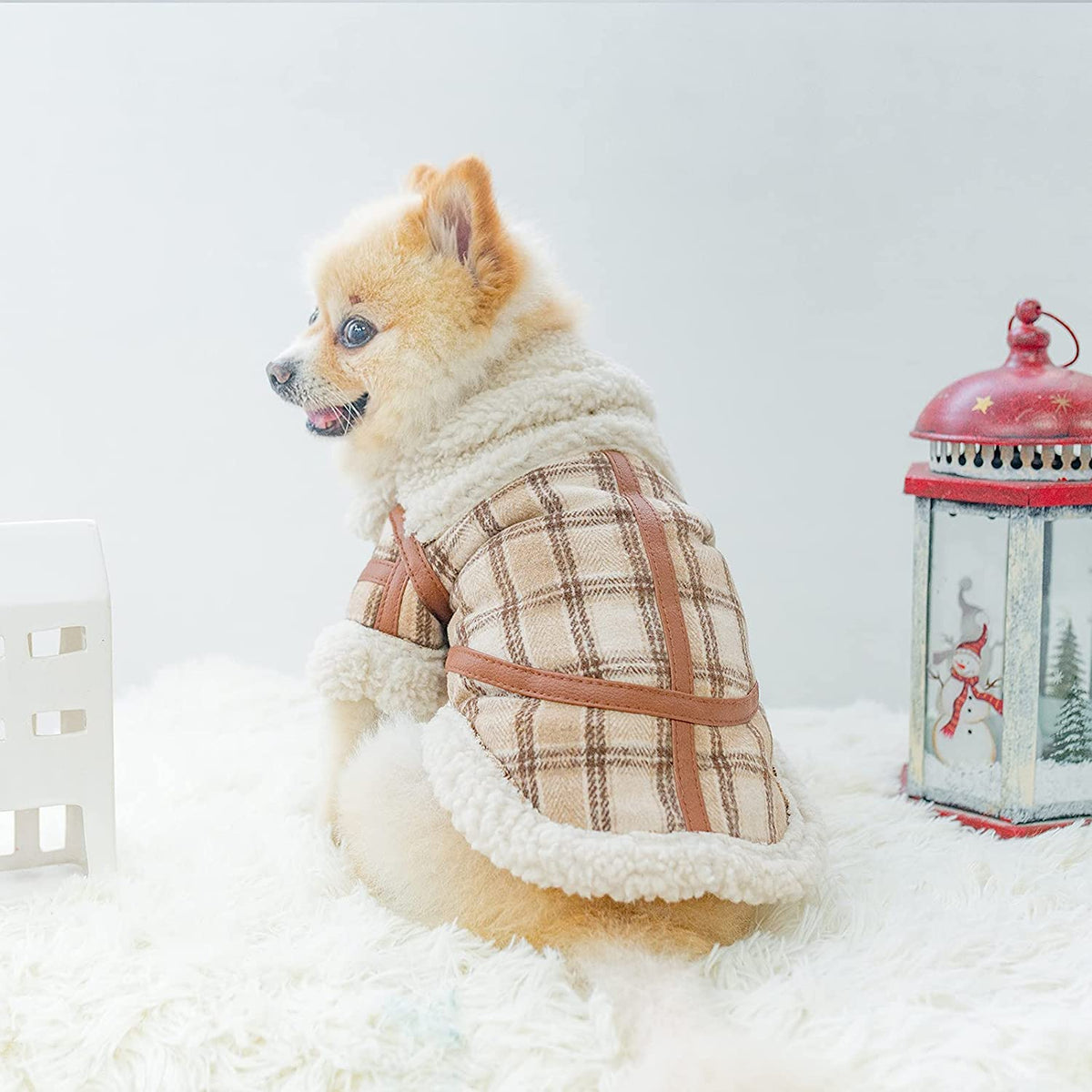 Warm Two-Legged Plaid Dog Clothes