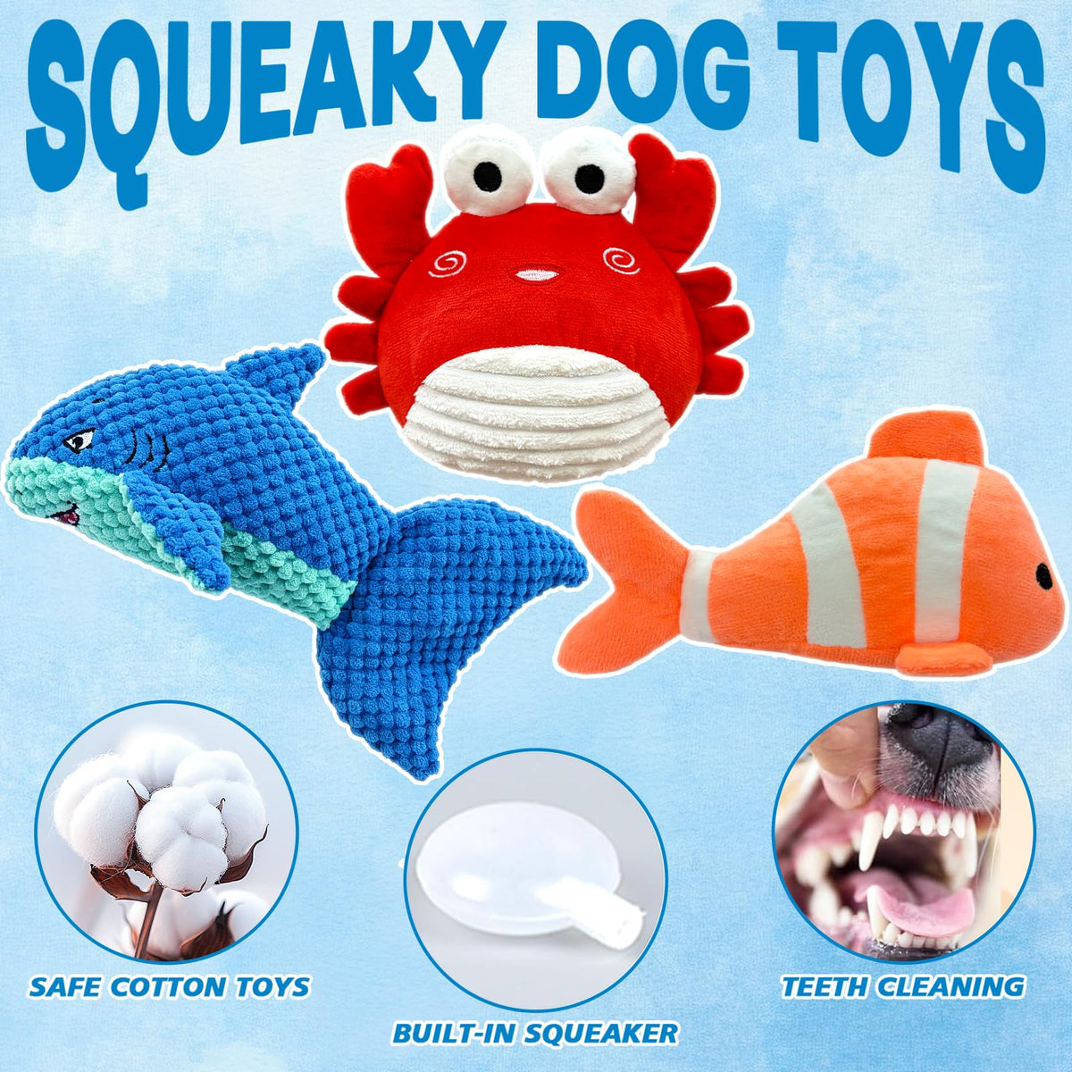 Dog Toys Squeaky Crinkle For Aggressive Chewers, Plush Puppy Toy 5 Pack Puppy Chew Toys For Teething, Tough Durable Stuffed Plush Dog Toy Fo