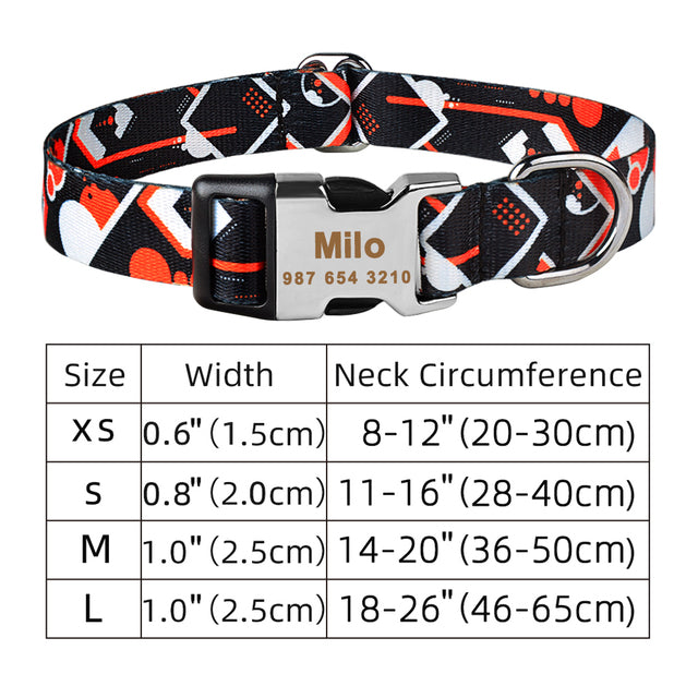 Adjustable Nylon Dog Collar With ID Tag