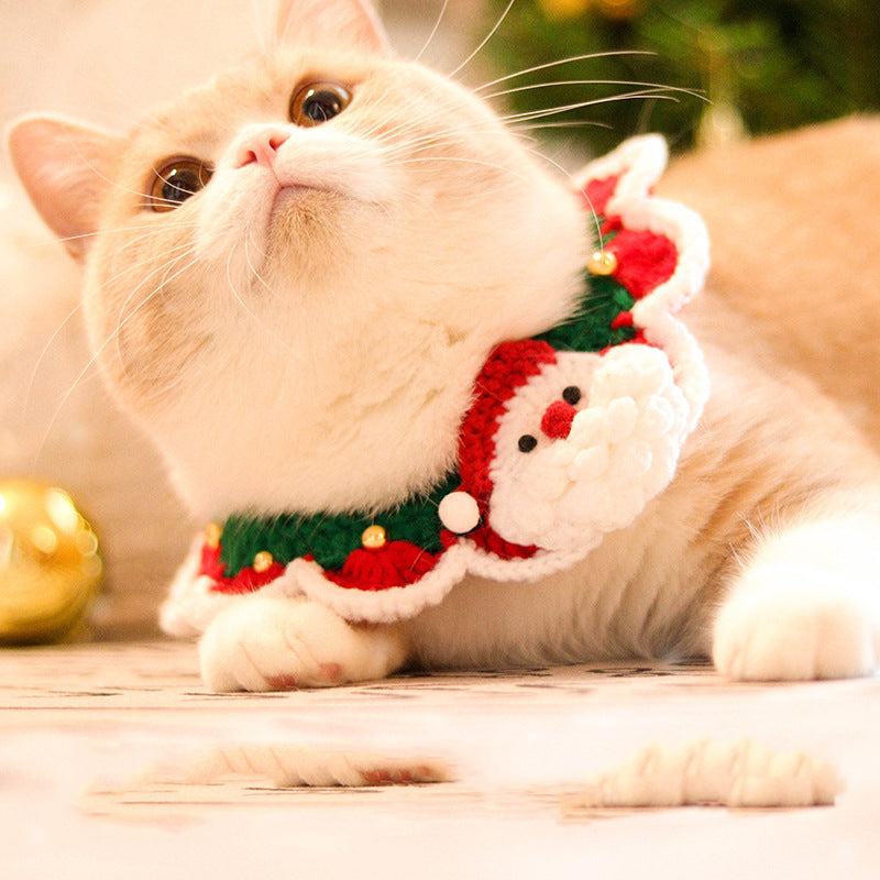 Knitted Wool Saliva Towel Christmas Bib