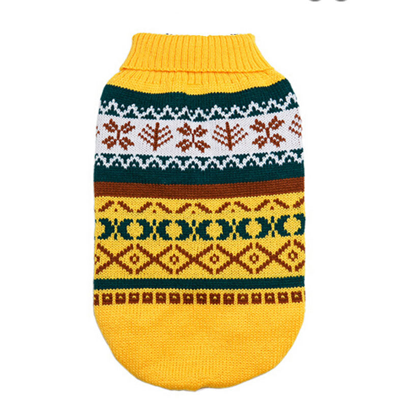 Pet Sweater Leaf Pattern Lapel Sweater