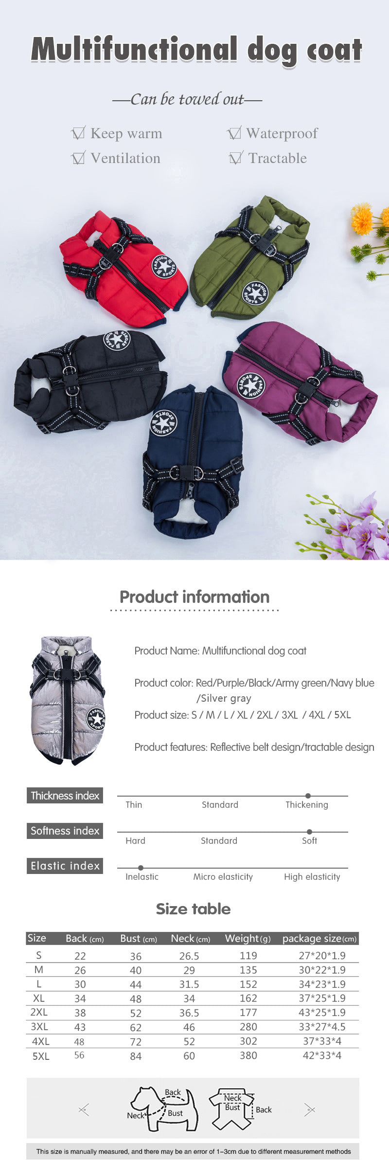Reflective Waterproof Large Dog Coat