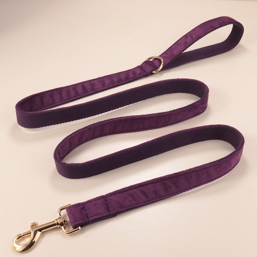 Velvet Pet Dog Collar And Harness Set