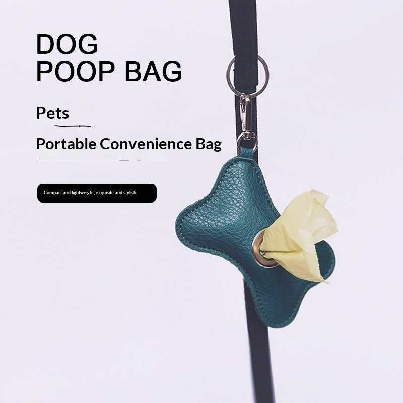 Pet Waste Bag Holder Portable Stylish Pu Leather Design