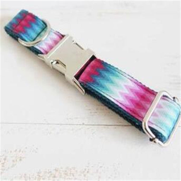 Pattern Dog Collar Color Ribbon Traction Set