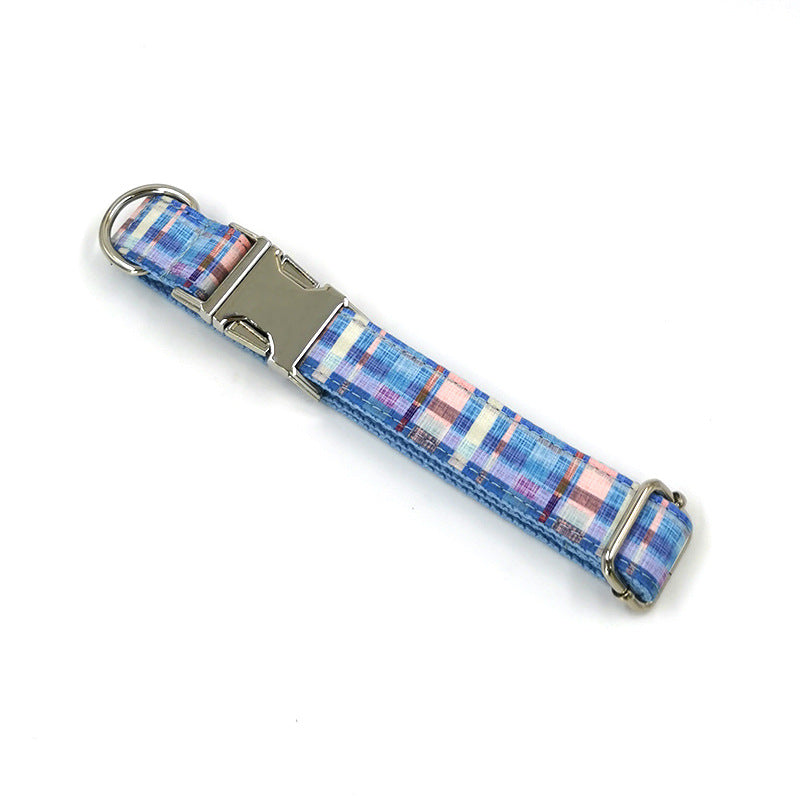 Plaid Dog Collar Print Bow Tie Bow Set