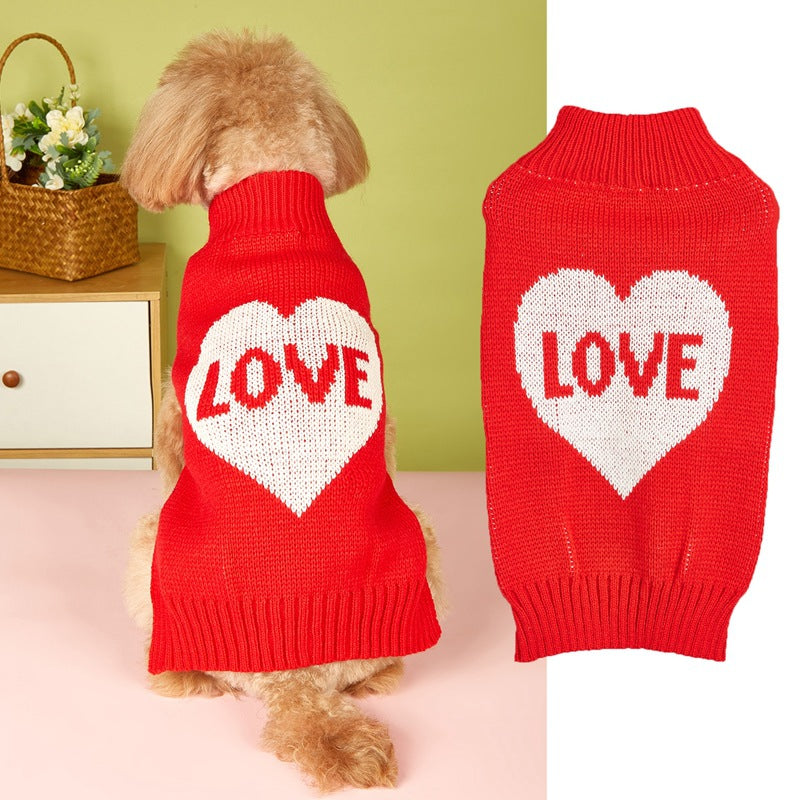 Love Heart Bow Dog Sweater
