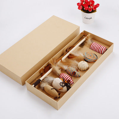 Amazon Hotinteractive Toy Suit Foreign Trade Bell Feathers Teasing Manyand Stick Toy Box Suit
