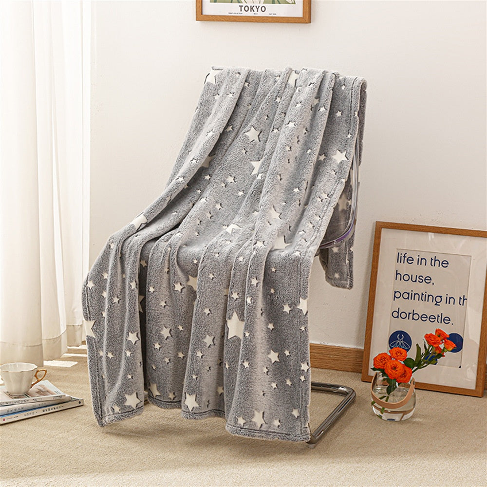 Soft Warm Glow-In-The-Dark Flannel Nap Blanket