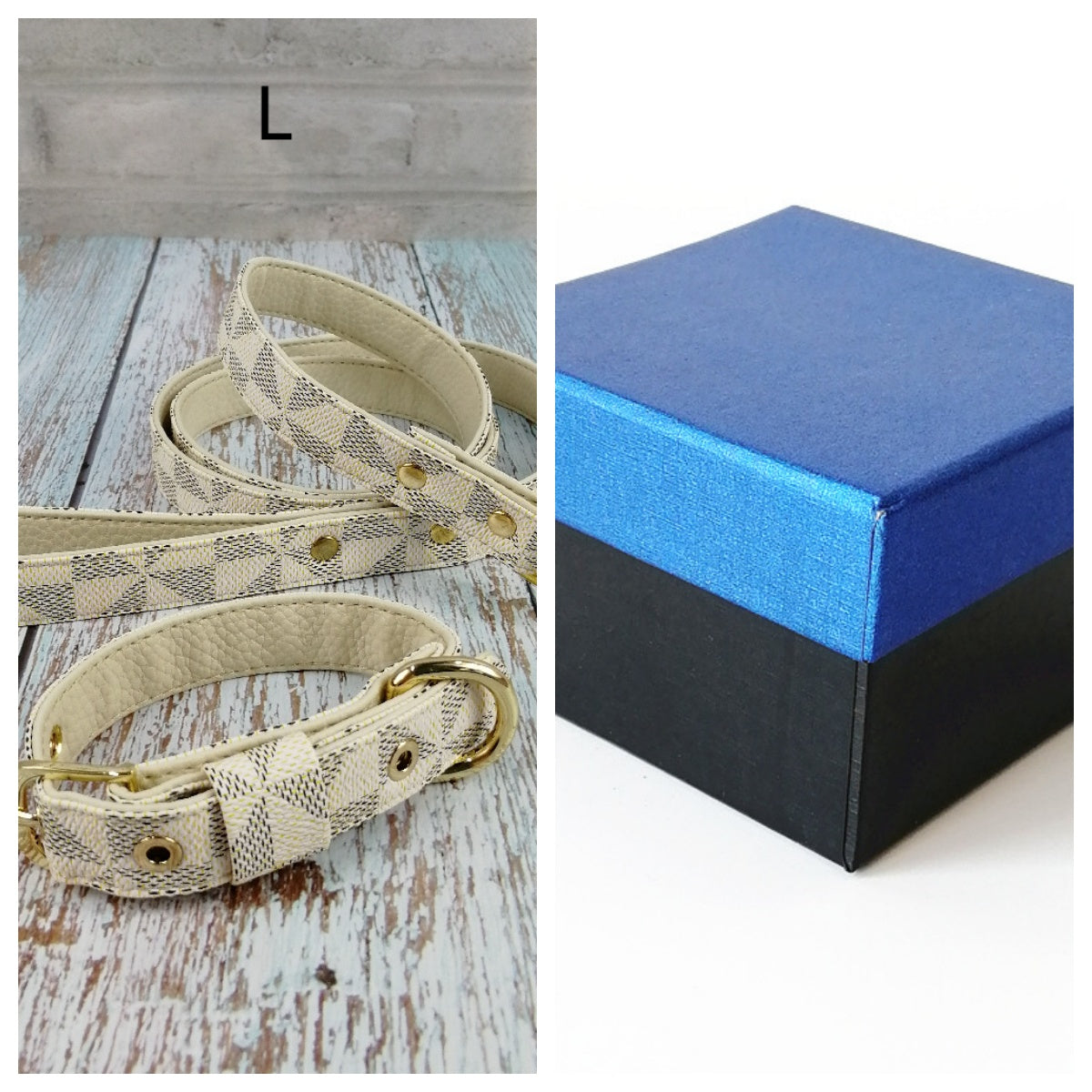 Plaid Leather Pet Collar