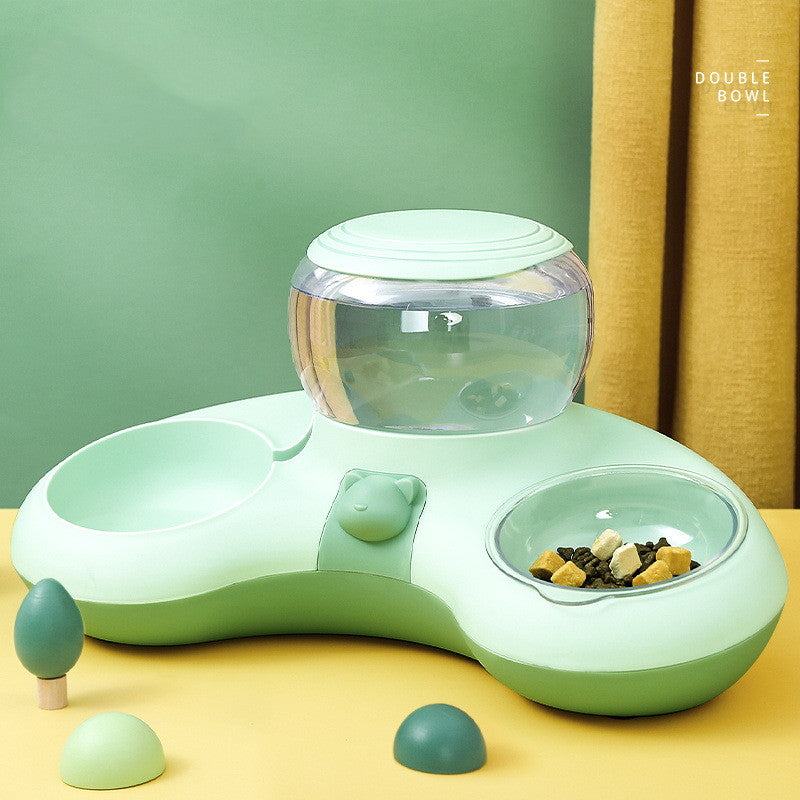 Crescent Automatic Drinking Feeding Double Bowl