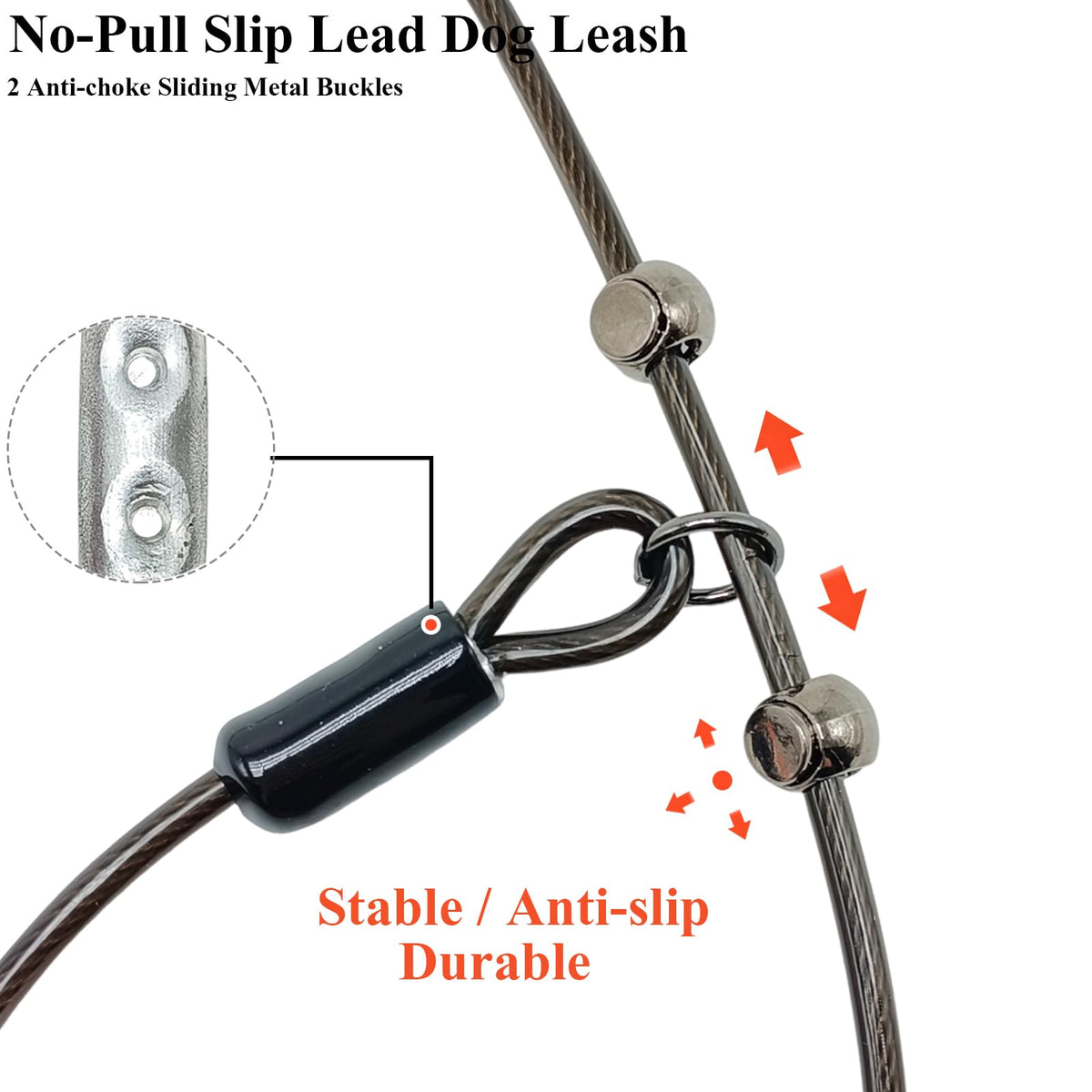 5 Ft Chewproof Steel Wire Dog Slip Lead