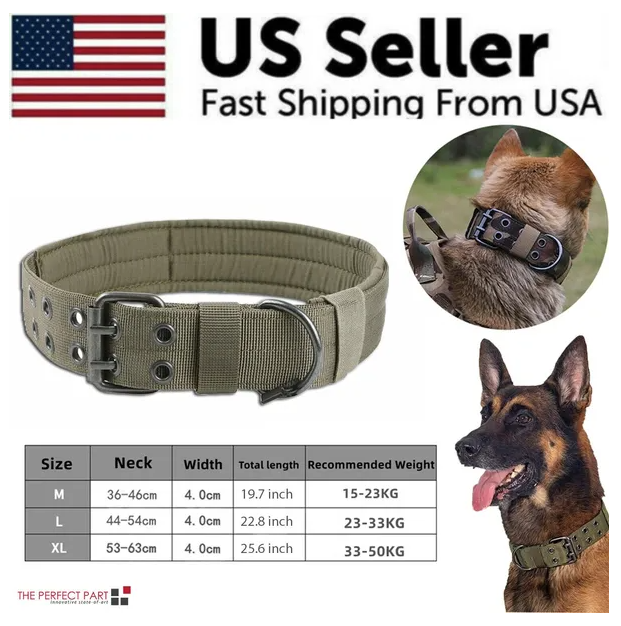 Wide Heavy Duty Dog Collar with Metal Buckle