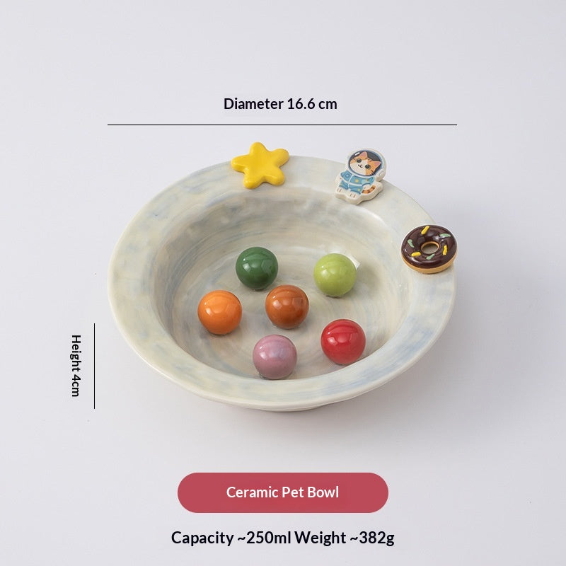 Cute Cartoon-Style Ceramic Cat Bowl