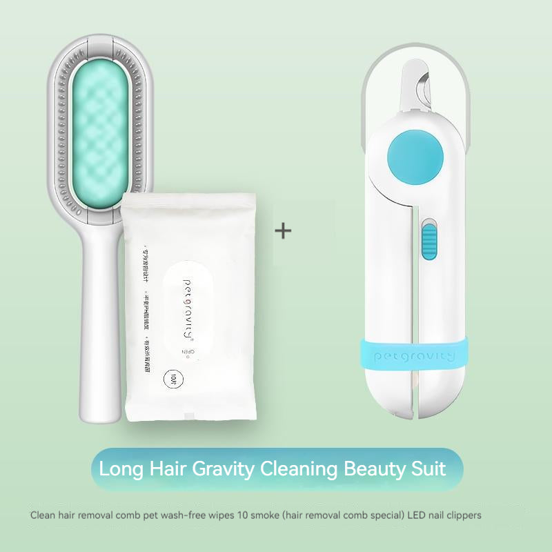 Gravity Pet Hair Comb and Wipes