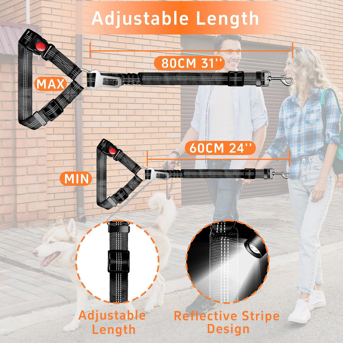 3Pcs Retractable Dog Car Seat Belt Adjustable Reflective Dog Security Harness For Car Headrest