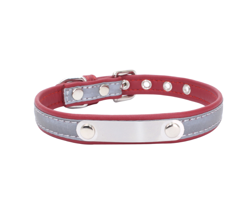 Pet Collar Stainless Steel Iron Lettering Anti-Lost Dog Collar Comfortable Microfiber Dog Chain
