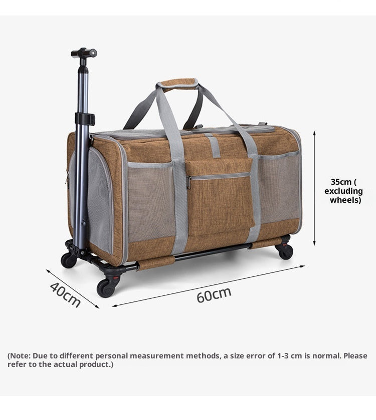 Portable Foldable Universal Wheel Breathable Hand-Held Cross-Body Large-Capacity Pet Bag
