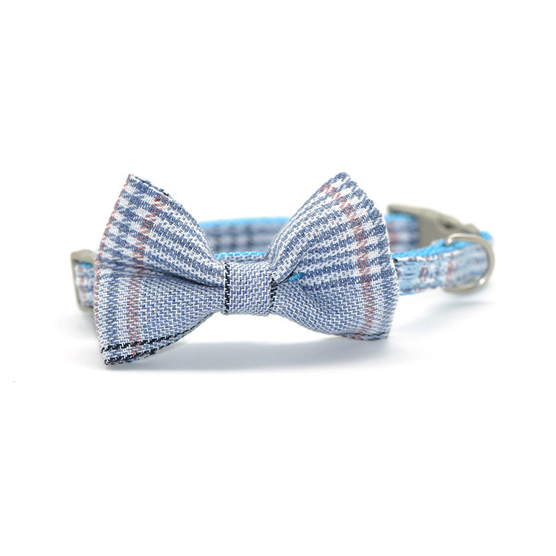 Cotton Plaid Pet Leash Collar With Snack Bag