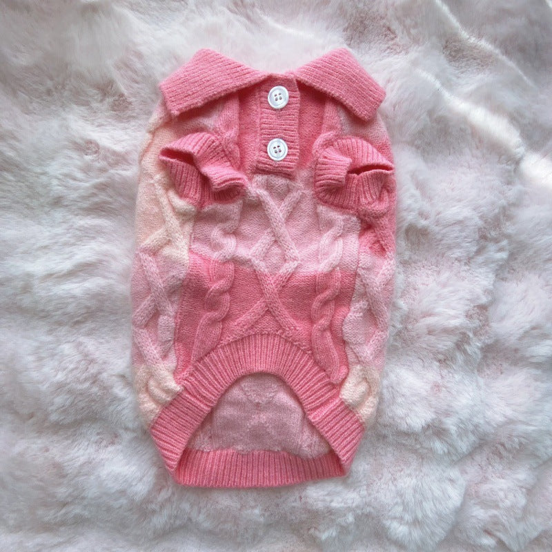 Plaid Polo-Collar Pet Cardigan Sweater