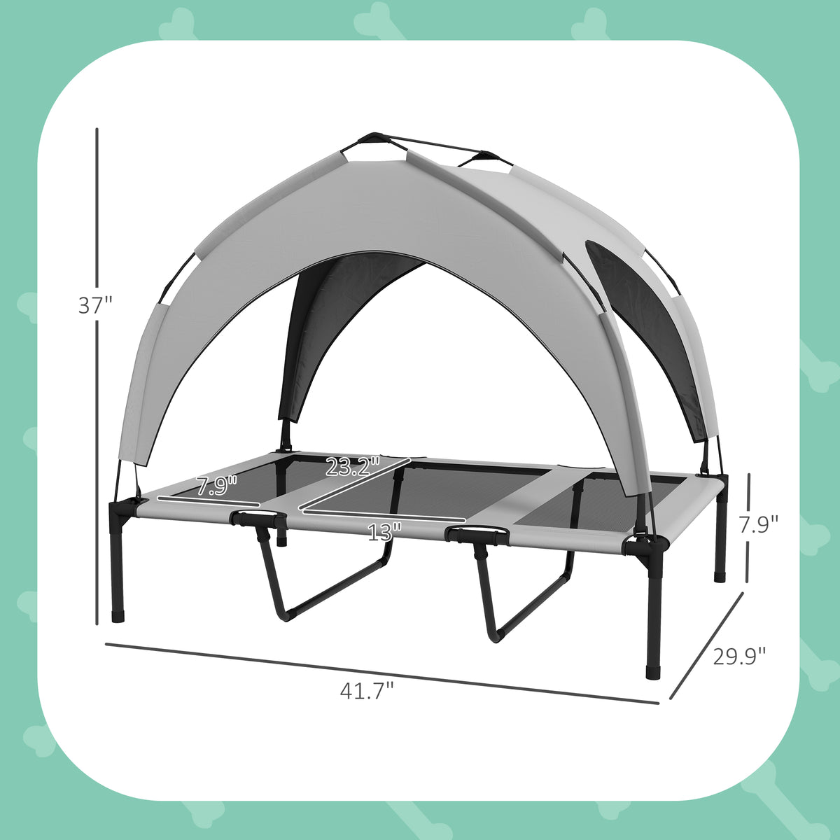 Elevated Dog Bed With Canopy, Raised Outdoor Pet Bed For Camping With Washable Breathable Mesh, 42" X 30" X 37"